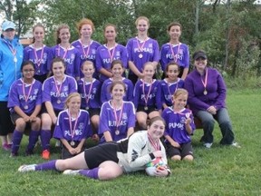 The Pumas show off their bronze medals following Sudburnia Soccer's U14 championship tournament. Supplied Photo