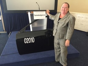 Rita Smith from the Toronto Taxi Alliance at City Hall Wednesday, Aug. 24, 2016. (Maryam Shah/Toronto Sun)