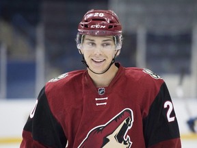 Arizona Coyotes' Dylan Strome during the NHLPA Rookie Showcase in Toronto on Sept. 1, 2015. (THE CANADIAN PRESS/Darren Calabrese)