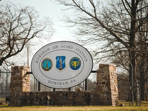 The front of the former Naval Air Station Joint Reserve Base Willow Grove and present day Horsham Air Guard Station is photographed,  Thursday, March 10, 2016, in Horsham, Pa. (AP Photo/Matt Rourke)