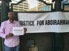 A candlelight vigil was held for Abdirahman Abdi, 37, who died following an altercation with police on July 24.