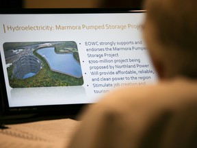 Tim Miller/The Intelligencer

A Hastings County Council member watches her screen during a presentation including details of the proposed Marmora Pumped Storage Project on Thursday.