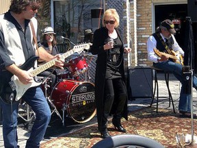 Tom Trembley (drums), John Gardiner ( bass), Aug Polowick (guitar) and Kimberly Sterling (vocals) of Sterling Blues Band perform in Kincardine, Ontario. Photo Courtesy of Sterling Blues Band.