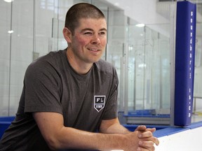 Casey Torres, recently hired as an amateur scout by the Pittsburgh Penguins, attends a training session with FL Sport at the Invista Centre on Thursday. (Steph Crosier/The Whig-Standard)