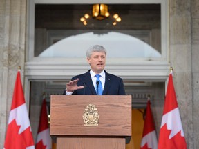 Prime Minister Stephen Harper holds a press conference in Ottawa in this Aug. 2, 2015 file photo. (THE CANADIAN PRESS/Justin Tang, File)