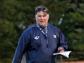 Edmonton Wildcats head coach Darcy Park oversees  training camp at Rundle Park on Friday, July 29, 2016. The Wildcats face the Edmonton Huskies on Saturday at Clarke Stadium.