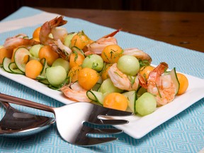 Melon Salad with Grilled Shrimp and Mint (CRAIG GLOVER, The London Free Press)