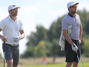 Claude Giroux (left) and Calvin de Haan. (Tony Caldwell, Ottawa Sun)