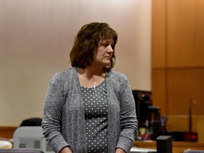 Jane Laut in court on Thursday, March 24, 2016 in Ventura, Calif.  (Anthony Plascencia/Ventura County Star via AP)