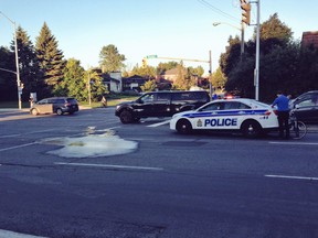 A male cyclist in his ’40s is in critical condition after a car struck him Monday morning in the city’s east-end.