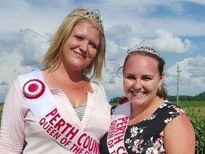 Shannon Little (left) was named the 2016-17 Perth County Queen of the Furrow Aug. 20, succeeding Hailey Jung. SUBMITTED