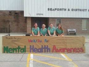 Here is the four locals Kristen Devereaux, Terri Lyn Devereaux, Nicole Morey and Bridget Cronin. They who put together the Walk/Run for Mental Health Awareness. (Submitted photo)