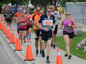 The Huron County contingent of the Goderich Triathlon dominated once again during the Aug. 21 event. The 25-year-old triathlon had over 250 registered participants this year. Photo courtesy of George Zoethout/Huron Image Factory