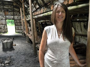 Rhonda Bathurst, the incoming executive director of the Ontario Museum of Archeology, at the museum’s reconstructed indigenous longhouse in London Ont. August 25, 2016.  CHRIS MONTANINI\LONDONER\POSTMEDIA NETWORK