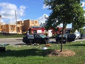 The aftermath of a fatal crash involving a black Toyota Corolla and a black Infinity G35 on 16th Ave., east of Bur Oak Ave. Monday, Aug. 29, 2016. (Photo courtesy of @jesscaro1320)