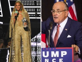 Beyonce and Rudy Giuliani. (AP file photos)