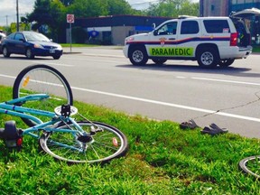 A cyclist was struck by a car at near Ogilvie and Cyrville roads Tuesday.
