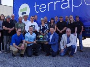 The crew from Terrapure Environmental's Sarnia office hold up the Alan P. Cadotte President's Award.
Submitted photo for SARNIA THIS WEEK