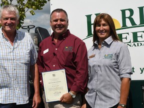 Haldimand-Norfolk MPP Toby Barrett was one of the dignitaries on hand Tuesday to congratulate Horizon Seeds (RR1 Courtland) on its 10th anniversary. (CHRIS ABBOTT/TILLSONBURG NEWS)