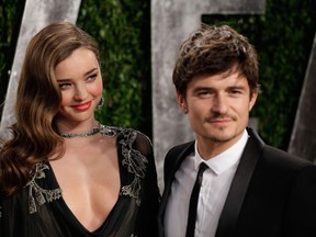 Miranda Kerr and Orlando Bloom are pictured at the 2013 Vanity Fair Oscar Party in West Hollywood, Calif. on Feb. 24, 2013. (Brian To/WENN.COM)