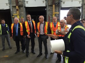 Ernst Kuglin/The Intelligencer
Kruger Products plant manager Jean-Phillipe Touret led officials on a tour of the Trenton manufacturing facility after the company announced it  will be investing $52 million into its Trenton manufacturing facility, creating 119 new jobs.