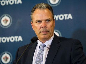 Winnipeg Jets general manager Kevin Cheveldayoff speaks to the media during a press conference in Winnipeg on Wednesday, August 31, 2016. THE CANADIAN PRESS/David Lipnowski