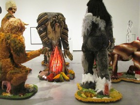 Ladies Sasquatch, by Toronto artist Allyson Mitchell, is part of the exhibition In The Shadow of the Millennium, shown during its installation on Wednesday August 31, 2016 at the Judith and Norman Alix Art Gallery in Sarnia, Ont. The exhibition opens Friday and runs through Jan. 1 (Paul Morden/Sarnia Observer)