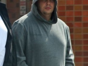Jason Heffernan, 31, leaves Barrie court after being released on $200,000 bail Wednesday, Aug. 31, 2016. He is charged with second-degree murder in the July 2 death of Corby Stott, 29, in the Midland Walmart parking lot.