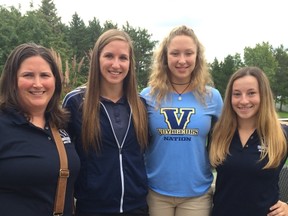 Laurentian women's hockey head coach Stacey Colarossi (left) poses for a photo with players Ellery Veerman, Kennedy Roy and Elissa Bertuzzi prior to a round of golf at the Idylwylde last week. Bruce Heidman/The Sudbury Star