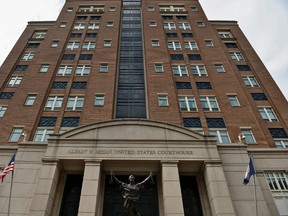 A view of a courthouse during a sentencing hearing for Marcel Lehel Lazar, a hacker known as Guccifer, at the Albert V. Bryan US federal courthouse September 1, 2016 in Alexandria, Virginia.
Lazar, 44, was sentenced to 52 months in prison for unauthorized access to a protected computer and aggravated identity theft, according to a statement by the US Department of Justice. (AFP PHOTO/Brendan Smialowski)