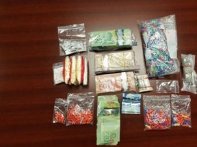 Drugs and cash seized by London police (supplied photo)