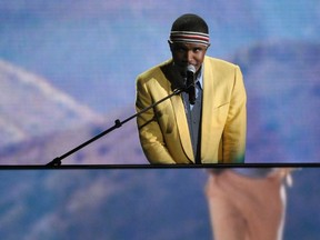 In this Feb. 10, 2013, file photo, Frank Ocean performs on stage at the 55th annual Grammy Awards in Los Angeles. (Photo by John Shearer/Invision/AP, File)