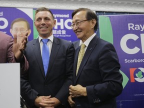 PC Leader Patrick Brown with newly elected MPP Raymond Cho in Scarborough-Rouge River (Ernest Doroszuk/Toronto Sun/Postmedia Network)