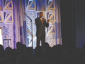 Marvin Washington shares the keys to overcoming change during the PSD teachers’ breakfast at Memorial Composite High School in Stony Plain on Aug. 29. - Photo by Marcia Love