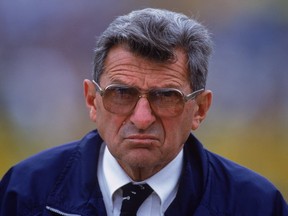 A close up of former Head Coach Joe Paterno of the Pennsylvania State Nittany Lions. (Matthew Stockman /Allsport)