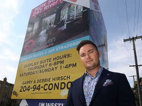Tim Comack, vice-president of development at Ventura, is pictured in front of new condominium project 24Seven Condos on River Avenue at Mayfair Place in Winnipeg on Fri., Sept. 3, 2016. Comack worries possible new growth fees will push buyers outside the city.