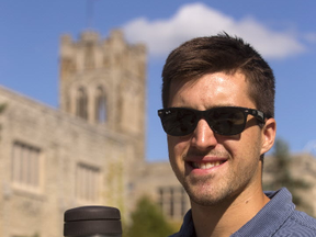 Alan Kalbfleisch a Western student has marketed his Pascal press for coffee to go in London, Ont. on Friday September 2, 2016. Mike Hensen/The London Free Press/Postmedia Network