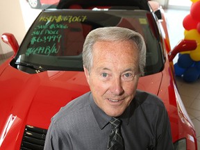 Denis Verrier is pictured by a 2016 Chevrolet Corvette in the Birchwood Chevrolet showroom on Portage Avenue in Winnipeg on Thu., Sept. 2, 2016. The 76-year-old who at one time owned nine Corvettes will reach his 50th anniversary with Birchwood on Sept. 16. Kevin King/Winnipeg Sun/Postmedia Network