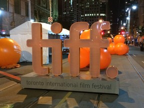 The TIFF sign on Festival Street (aka King St. E.) during the 2015 Toronto International Film Festival. (Cynthia McLeod/Toronto Sun)