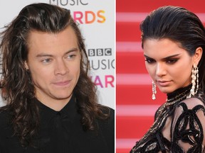 Left: Harry Styles of One Direction attends the BBC Music Awards at Genting Arena on December 10, 2015 in Birmingham, England. Right: Model Kendall Jenner attends the 'From The Land Of The Moon (Mal De Pierres)' premiere during the 69th Annual Cannes Film Festival on May 15, 2016 in Cannes. (Eamonn M. McCormack and Ian Gavan/Getty Images)