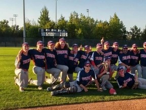 The Kingston Thunder won the Ontario Baseball Association minor midget A championship on Sunday, defeating Ilderton 13-8 in the final in Ajax. (Supplied photo)