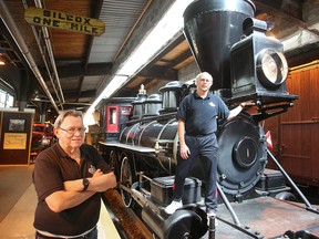Doug Bell (l) and Gord Leathers of the Winnipeg Railway Museum stand next to the Countess of Dufferin at the museum in Winnipeg, Man. Tuesday September 06, 2016.Brian Donogh/Winnipeg Sun/Postmedia Network