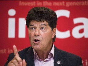 Jerry Dias, president of Unifor, the Canadian Auto Workers Union, speaks at a press conference after meeting with General Motors Canada in Toronto on Aug. 10, 2016. (AARON VINCENT ELKAIM, The Canadian Press)