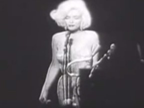 A screengrab from a YouTube video of Marilyn Monroe singing happy birthday to US President John F Kennedy.