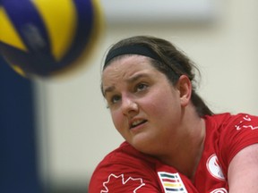 Manitoba sitting volleyball Paralympian Leanne Muldrew works out in Winnipeg two weeks ago. (Chris Procaylo/Winnipeg Sun)