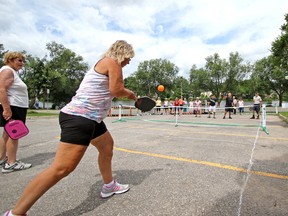 The sport of pickleball, pictured here in this Postmedia file photo, has exploded in popularity over the last two to three years, according to  Strangway Community Centre activities programmer Rebecca Mills. Several leagues and learn-to-play fall programs have sold out in just over one week. (Mike Beitz/File photo)