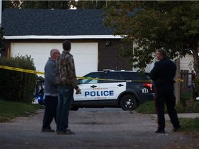Emergency crews investigate an explosives call at a home near 46 Street and 20 Avenue in Edmonton, Alta., on Tuesday, Sept. 6, 2016. (Codie McLachlan/Postmedia)