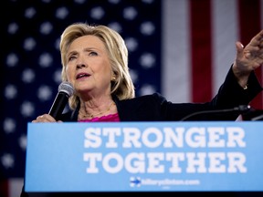 Democratic presidential candidate Hillary Clinton speaks at a rally at University of South Florida in Tampa, Fla., Tuesday, Sept. 6, 2016. (AP Photo/Andrew Harnik)