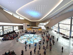 Unveiling of Rogers Place signature art by Alex Janvier in Ford Hall as opening events continue in Edmonton Thursday, September 8, 2016. Ed Kaiser/Postmedia