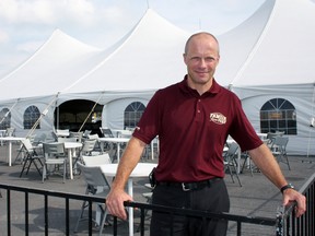 Frank Celysen, personnel support programs staff at CFB Kingston and co-chair of the 2016 Garrison Kingston Family Fun Fest, at the main event tent at the Kingston Military Community Sports Centre parking lot in Kingston, Ont. on Thursday September 8, 2016. Steph Crosier/Kingston Whig-Standard/Postmedia Network